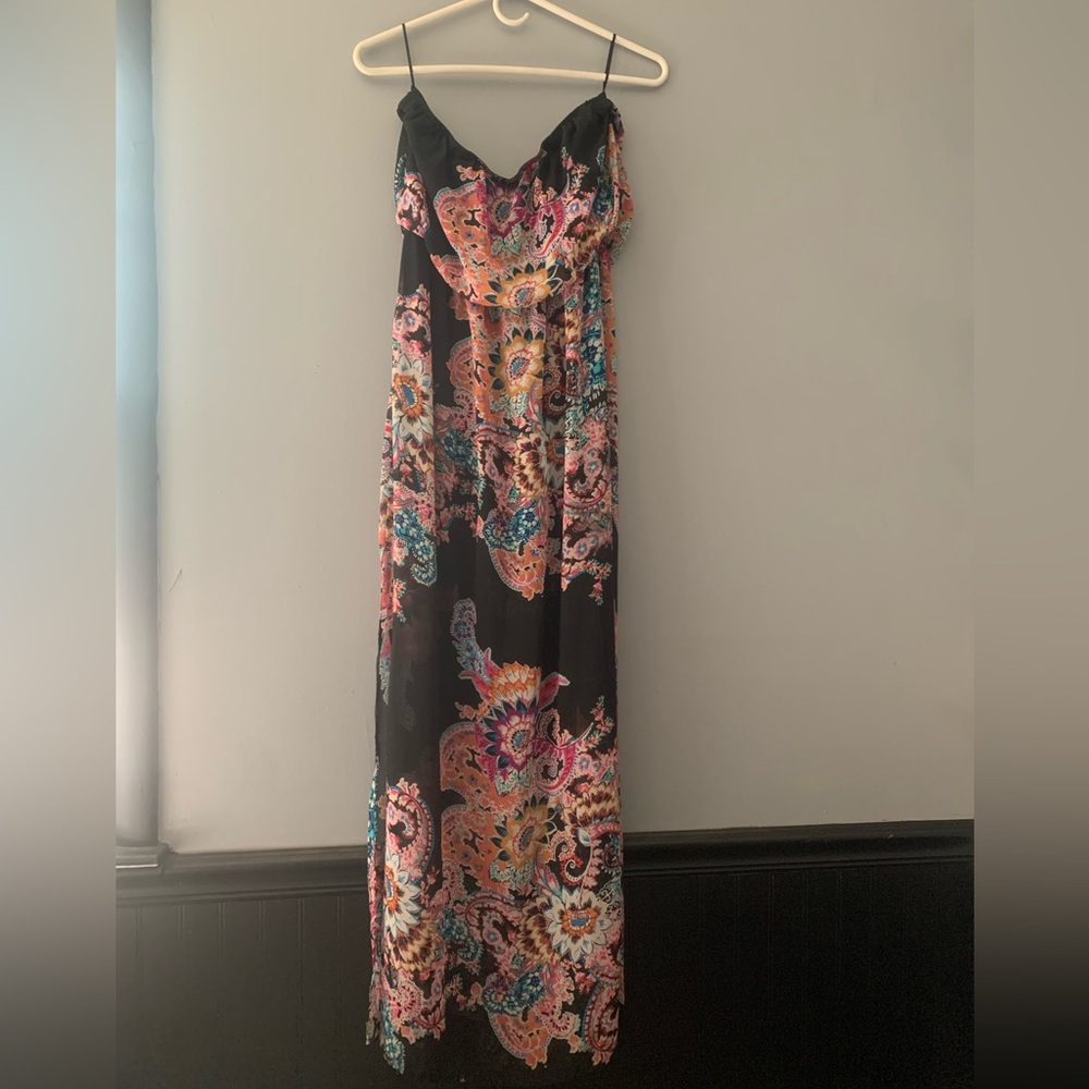 Long black Dress with flowers